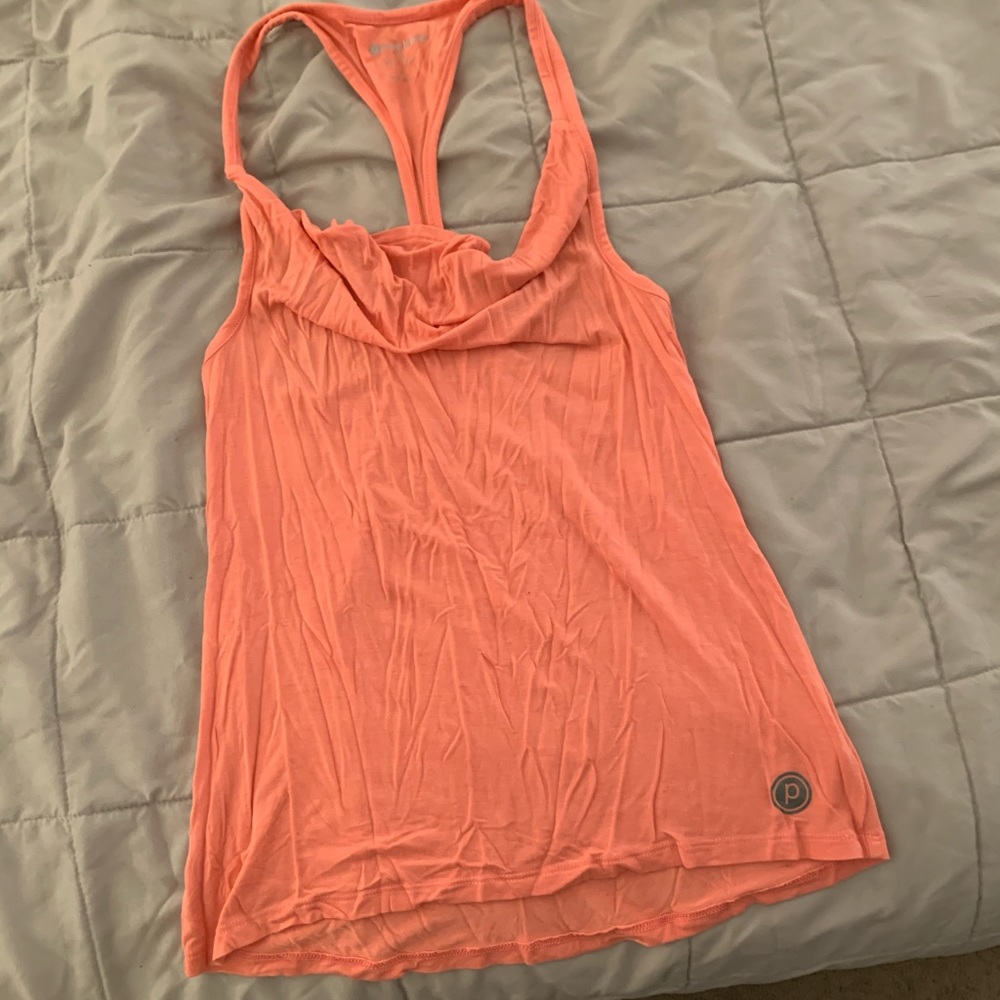 Pure Barre coral cowl neck top, NWOT, Sz XS
